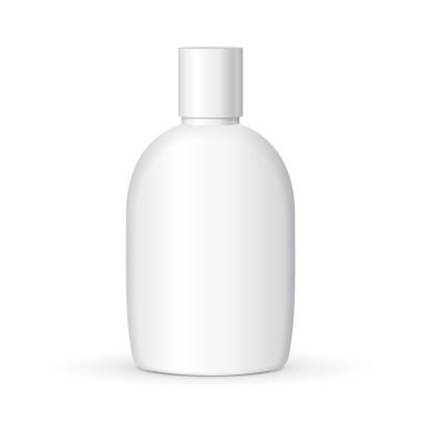 Mock Up Krem, Şampuan, Jel Veya Losyon Plastik Şişe Beyaz Arka Plan İzole. Tasarımınız için hazır. Ürün Paketleme VektörÜ Eps10