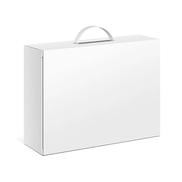 Boîte de paquet de carton de produit blanc avec la fente de suspension. Illustration isolée sur fond blanc. Modèle maquillé prêt pour votre conception. Vecteur EPS10 — Image vectorielle