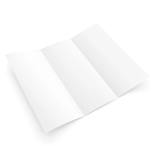 Brochure en papier triple vierge avec ombres. Sur fond blanc isolé. Modèle maquillé prêt pour votre conception. Vecteur EPS10 — Image vectorielle