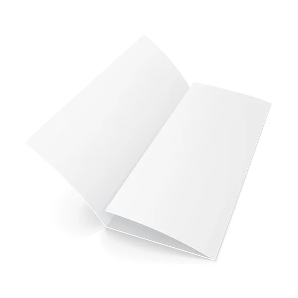 Blank Trifold Paper Brochure With Shadows. On White Background Isolated. Mock Up Template Ready For Your Design. Vector EPS10 — Stock Vector