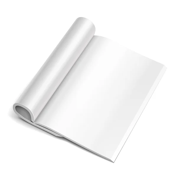 Blank Opened Magazine, Book, Booklet, Brochure. Su sfondo bianco isolato. Falsificare il modello pronto per il vostro disegno. Vettore di imballaggio del prodotto EPS10 — Vettoriale Stock