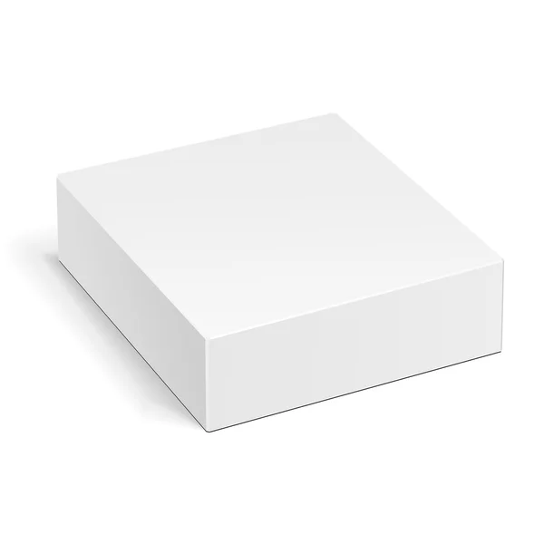 Boîte d'emballage en carton de produit blanc. Illustration isolée sur fond blanc. Modèle maquillé prêt pour votre conception. Vecteur EPS10 — Image vectorielle