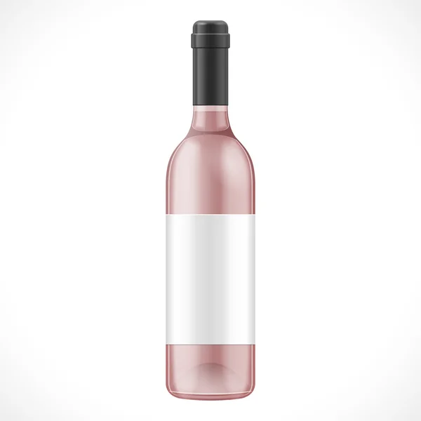 Pink Glass Wine Cider Bottle With Label. Illustration Isolated On White Background. Mock Up Template Ready For Your Design. Product Packing Vector EPS10. Isolated. — Stock Vector