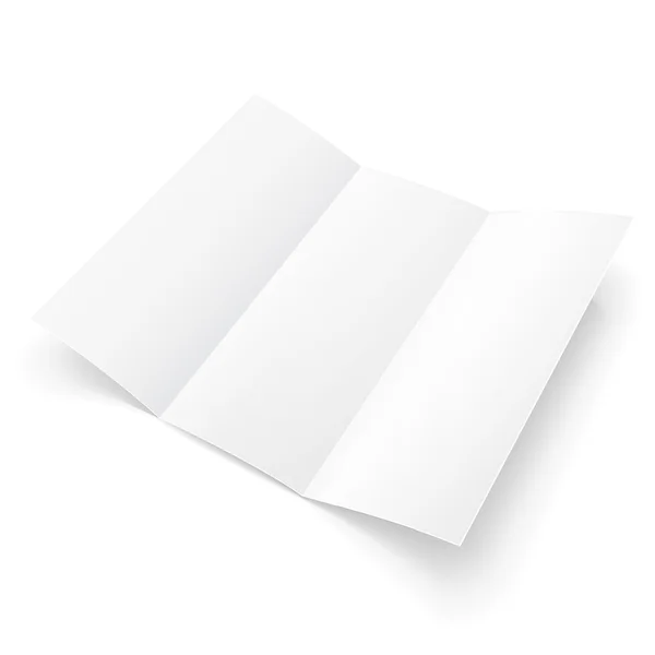 Folleto en blanco de papel triple con sombras. Sobre fondo blanco aislado. Plantilla Mock Up listo para su diseño. Vector EPS10 — Archivo Imágenes Vectoriales