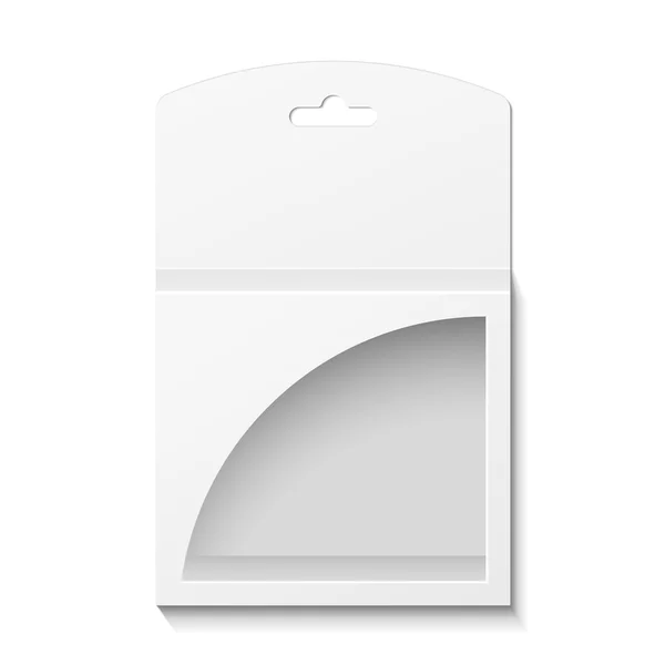 Caja blanca del paquete del producto con la ilustración de la ventana aislada en fondo blanco. Plantilla Mock Up listo para su diseño. Producto Embalaje Vector EPS10 — Vector de stock
