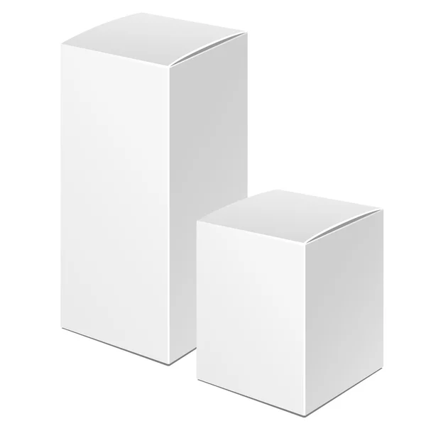 Картонна коробка для упаковки білого продукту. Ілюстрація ізольована на білому тлі. Зробити шаблон готовим для вашого дизайну. Вектор EPS10 — стоковий вектор