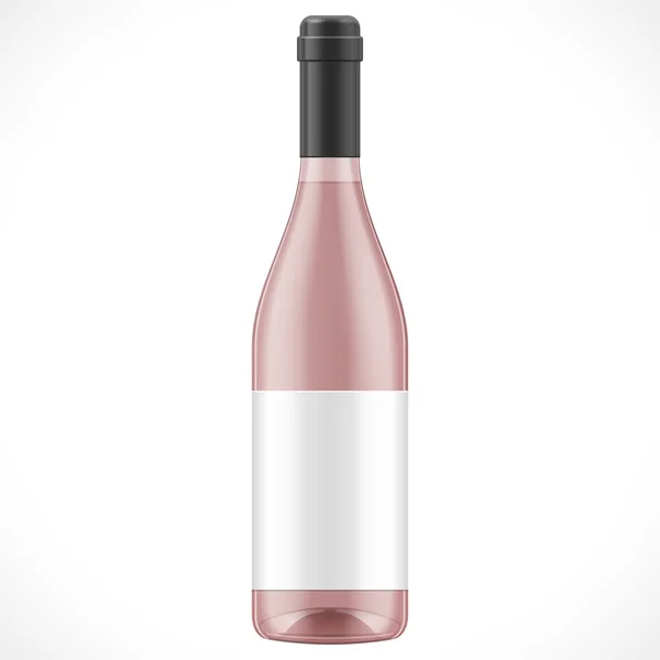 Roze glas wijn Cider fles met Label. Illustratie geïsoleerd op een witte achtergrond. Mock Up sjabloon klaar voor uw ontwerp. Product verpakking Vector Eps10. Geïsoleerd. — Stockvector