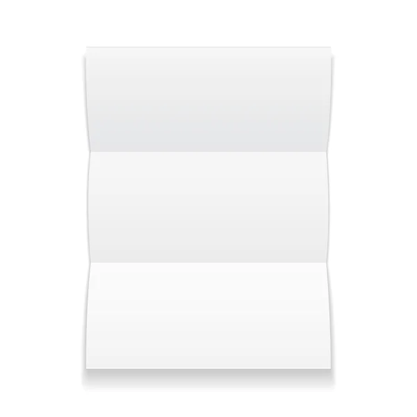 Brochure di carta trifold vuota con ombre. Su sfondo bianco isolato. Falsificare il modello pronto per il vostro disegno. Vettore EPS10 — Vettoriale Stock