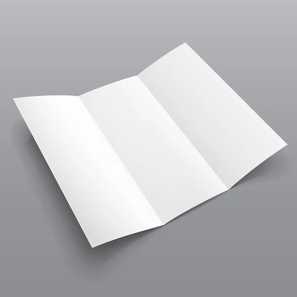 Blank Trifold Paper Brochure With Shadows. On Gray Background Isolated. Mock Up Template Ready For Your Design. Vector EPS10 — Stock Vector