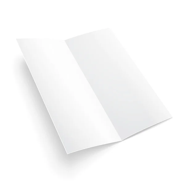 Folleto de papel plegado en blanco con sombras. Sobre fondo blanco aislado. Plantilla Mock Up listo para su diseño. Vector EPS10 — Vector de stock