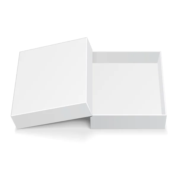 Caja de paquete de cartón blanco abierto. Dulces de regalo. Sobre fondo blanco aislado. Plantilla Mock Up listo para su diseño. Producto Embalaje Vector EPS10 — Archivo Imágenes Vectoriales