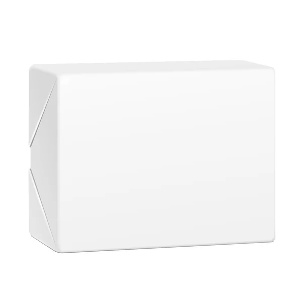 Картонна коробка з білим масляним пакетом. Ілюстрація ізольована на білому тлі. Зробити шаблон готовим для вашого дизайну. Вектор EPS10 — стоковий вектор