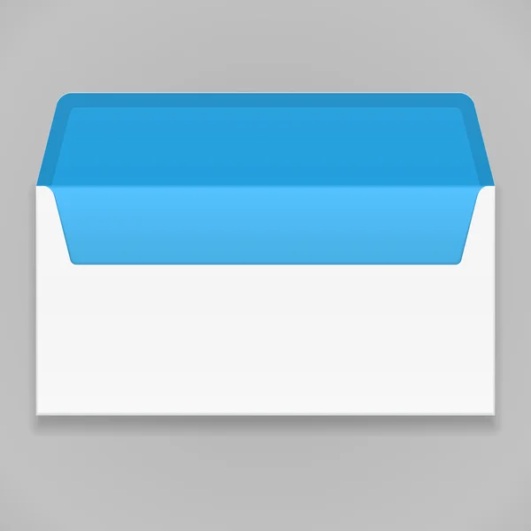 Busta bianca blu vuota. Illustrazione isolata su sfondo grigio. Falsificare il modello pronto per il vostro disegno. Vettore EPS10 — Vettoriale Stock
