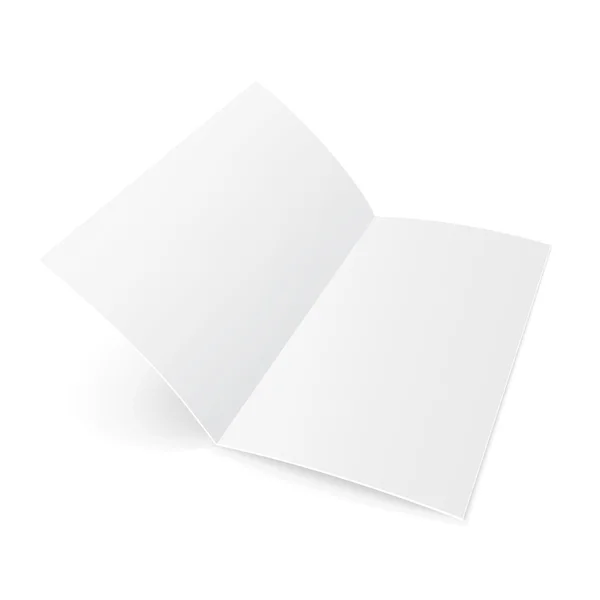 Folleto de papel plegado en blanco con sombras. Sobre fondo blanco aislado. Plantilla Mock Up listo para su diseño. Vector EPS10 — Vector de stock