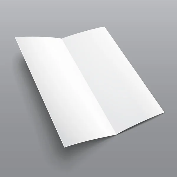 Folleto en blanco de papel triple con sombras. Sobre fondo gris aislado. Plantilla Mock Up listo para su diseño. Vector EPS10 — Vector de stock
