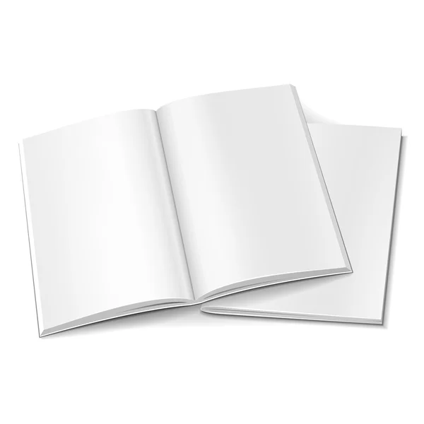 Открытый журнал Blank Two, книга, буклет, брошюра. Иллюстрация изолирована на белом фоне. Составьте шаблон Ready для вашего дизайна. Вектор S10 — стоковый вектор