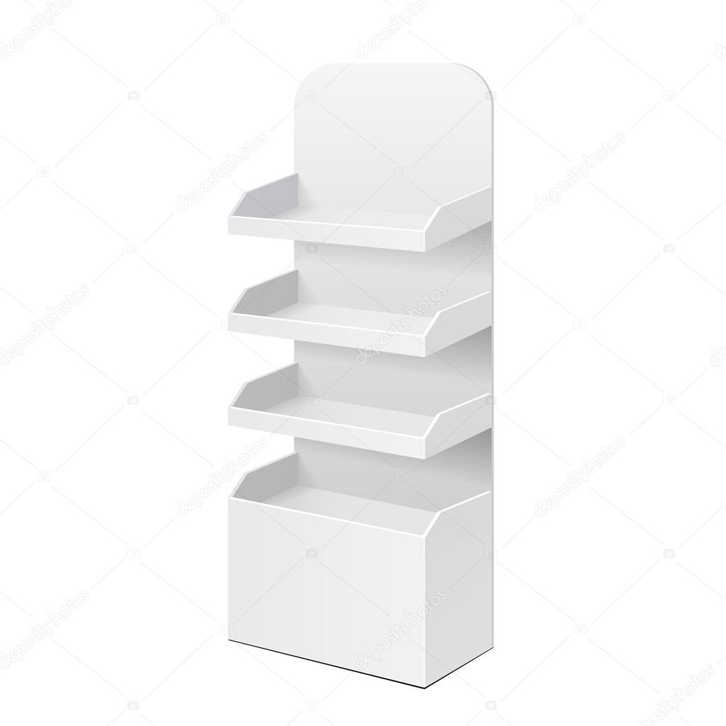 Download Mostras vazias brancas do cartão do POS POI com produtos da prateleira. Em fundo branco isolado ...
