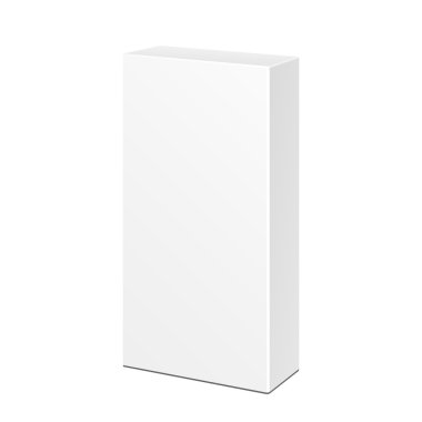 Beyaz Ürün Karton Paket Kutusu. Beyaz arka planda izole edilmiş bir resim. Tasarımınız için şablonu hazırlayın. Vektör EPS10