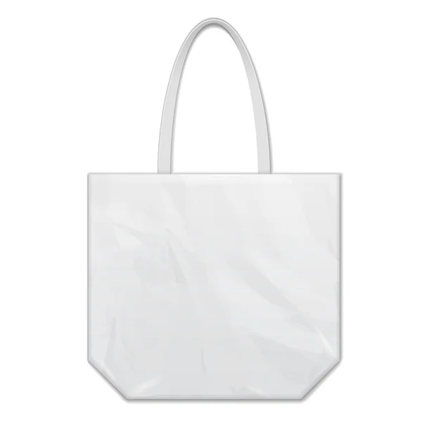 Textile tissu Eco sac en plastique paquet blanc échelle de gris. Illustration isolée sur fond blanc. Modèle maquillé prêt pour votre conception. Vecteur EPS10 — Image vectorielle