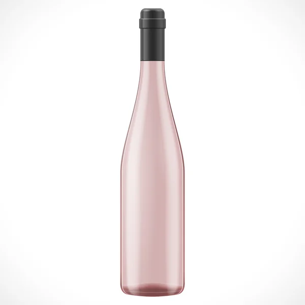 Bottiglia di sidro di vino rosa. Illustrazione isolata su sfondo bianco. Falsificare il modello pronto per il vostro disegno. Vettore di imballaggio del prodotto EPS10. Isolato . — Vettoriale Stock