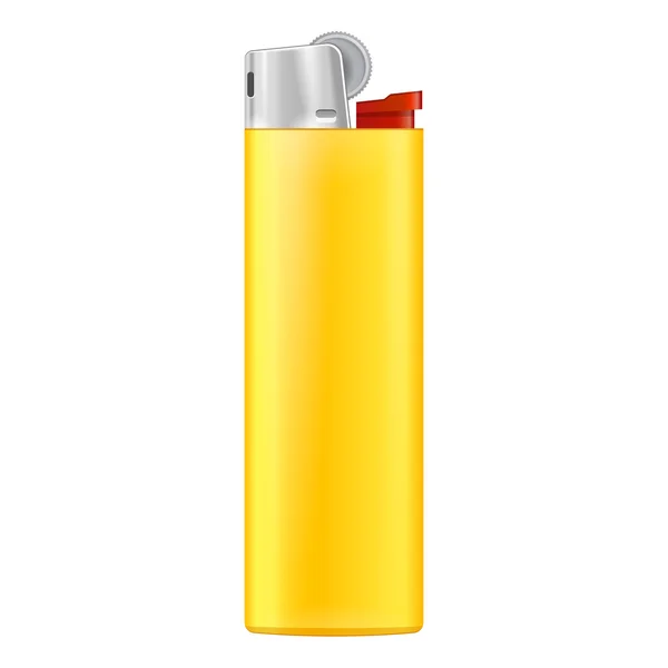 Желтая зажигалка для зажигалки. На белом фоне изолирован. Составьте шаблон Ready для вашего дизайна. Вектор упаковки продукта EPS10 — стоковый вектор