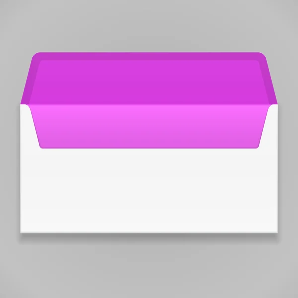 Fehér rózsaszín, lila üres boríték. Illusztráció elszigetelt szürke háttér. Mintája fel a design sablon kész. Vektoros Eps10 — Stock Vector