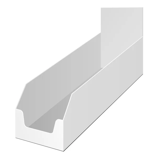 Caja de soporte de producto POS POI Cardboard Blank Empty Displays Products. Ilustración Aislado sobre fondo blanco. Plantilla Mock Up listo para su diseño. Vector EPS10 — Vector de stock
