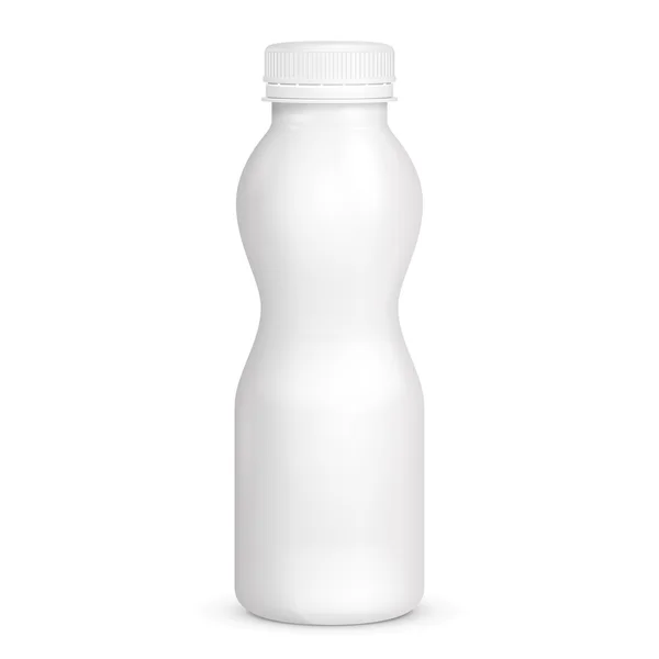 Vita yoghurt mjölk plastflaska. Illustration isolerade på vit bakgrund. Håna upp mallen redo för din Design. Vector Eps10 — Stock vektor