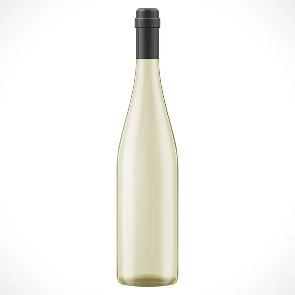 Gelbes Glas Wein Cider Flasche vorhanden. Illustration isoliert auf weißem Hintergrund. mock up Vorlage bereit für Ihr Design. Produktverpackungsvektor eps10. isoliert. — Stockvektor