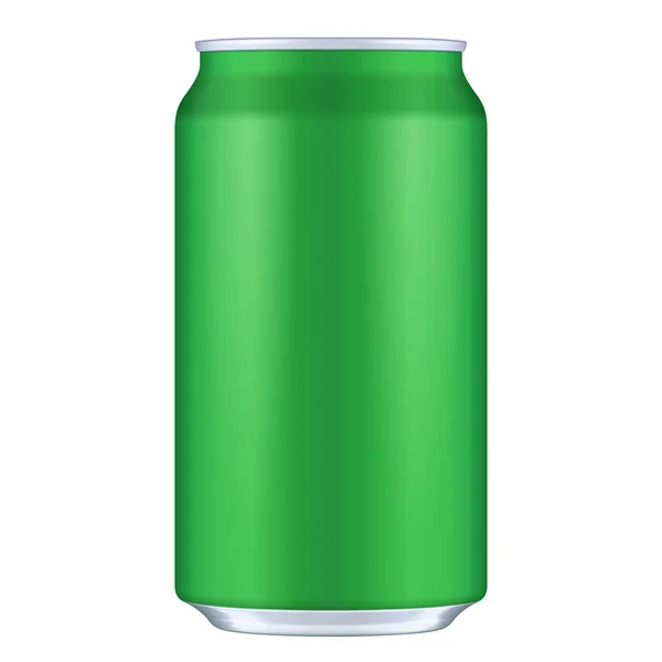 Verde en blanco de metal de aluminio bebida lata. Ilustración Aislado. Plantilla Mock Up listo para su diseño. Vector EPS10 — Archivo Imágenes Vectoriales