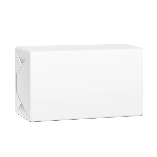 Beyaz Yağ Paketi Ürün Karton Kutusu. Beyaz arka planda izole edilmiş bir resim. Tasarımınız için şablonu hazırlayın. Vektör EPS10