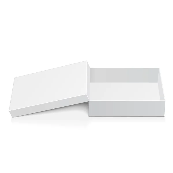 Άνοιξε το κουτί λευκό Χάρτινη συσκευασία. Δώρο καραμέλα. Σε άσπρο φόντο απομονωμένη. Mock Up πρότυπο έτοιμο για το σχέδιό σας. Προϊόντος συσκευασία διάνυσμα Eps10 — Διανυσματικό Αρχείο
