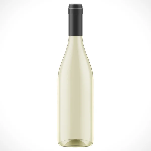 Gelbes Glas Wein Cider Flasche vorhanden. Illustration isoliert auf weißem Hintergrund. mock up Vorlage bereit für Ihr Design. Produktverpackungsvektor eps10. isoliert. — Stockvektor