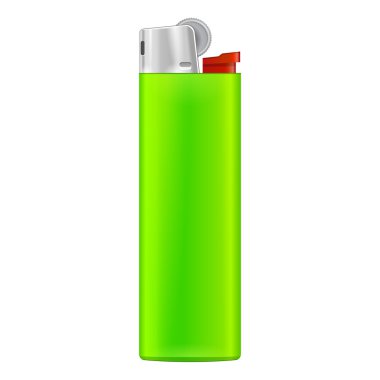 Green Blank Cigarette Lighter. On White Background Isolated. Mock Up Template Ready For Your Design. Product Packing Vector EPS10