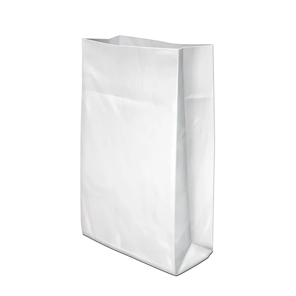 Paquete de bolsa de compras de papel o plástico desechable Grayscale White. Ilustración Aislado sobre fondo blanco. Plantilla Mock Up listo para su diseño. Producto Embalaje Vector EPS10 — Vector de stock