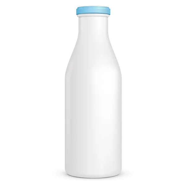 Bílá plastová láhev z jogurtového mléka. Ilustrace izolovaná na bílém pozadí. Falešná šablona připravena pro váš design. Vektor EPS10 — Stockový vektor