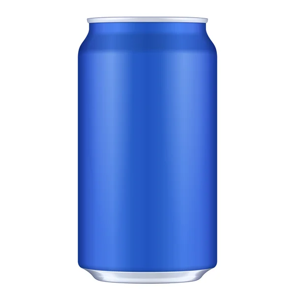 Blauwe lege metalen aluminium drank drinken Can. illustratie geïsoleerd. Mock Up sjabloon klaar voor uw ontwerp. Vector Eps10 — Stockvector