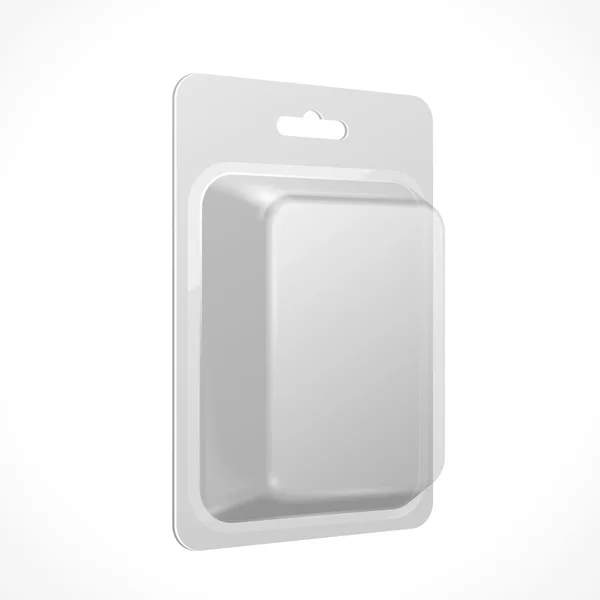 Белая упаковка коробка блистер иллюстрация изолированы на белом фоне. Составьте шаблон Ready для вашего дизайна. Вектор упаковки продукта EPS10 — стоковый вектор