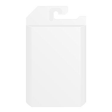 Beyaz ürün paket kutu Blister ile asmak yarık. İllüstrasyon izole beyaz arka plan üzerinde. Şablon hazır tasarımınız için alay. Ürün Ambalaj vektör Eps10