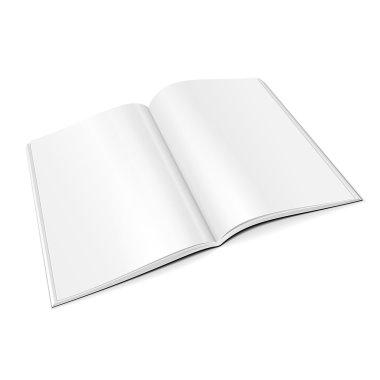 Boş dergi, kitap, kitapçık, broşür kapak açıldı. İllüstrasyon izole beyaz arka plan üzerinde. Şablon hazır tasarımınız için alay. Vektör Eps10