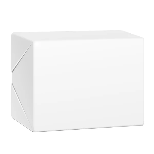 Obal z bílého másla Kartónová krabička. Ilustrace izolovaná na bílém pozadí. Falešná šablona připravena pro váš design. Vektor EPS10 — Stockový vektor