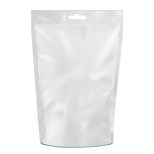 White Blank Foil Food Or Drink Doy pack Packaging. Иллюстрация изолирована на белом фоне. Mock Up, Mock Template Ready For Your Design. Вектор S10 — стоковый вектор