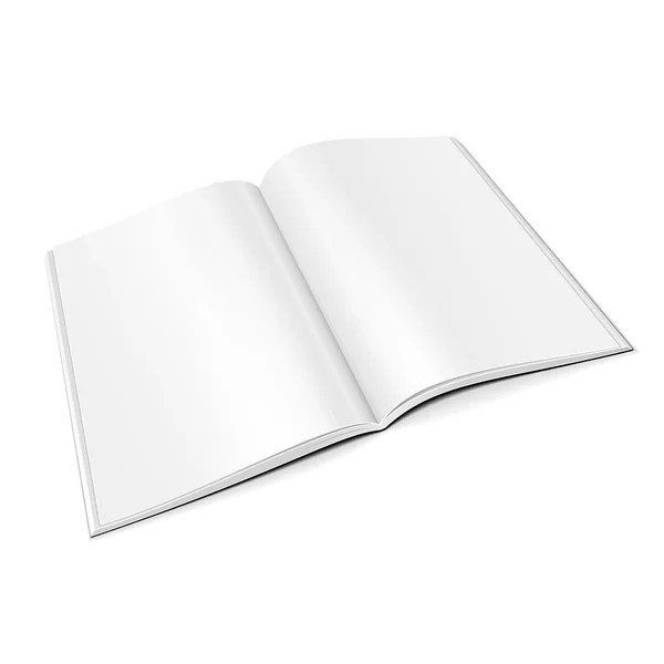 Blank Opened Magazine, livre, livret, couverture de brochure. Illustration isolée sur fond blanc. Modèle maquillé prêt pour votre conception. Vecteur EPS10 — Image vectorielle