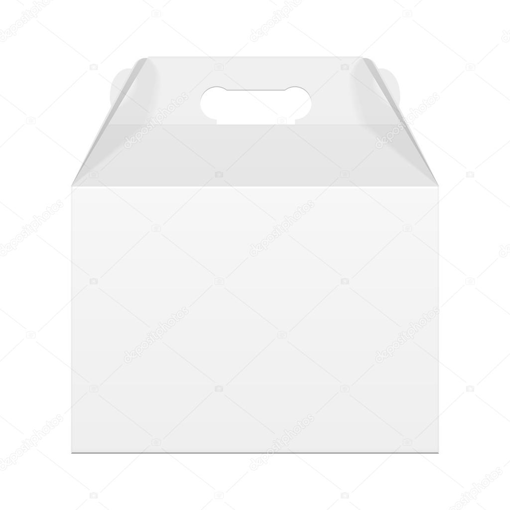 Download White Cardboard Carry Box Packaging For Food Gift Or Other Products On White Background Isolated Mock Up Mockup Template Ready For Your Design Vector Eps10 Stock Vector Image By C Mr Pack 111723826