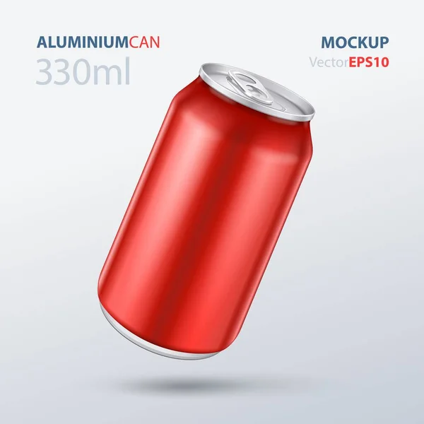 Mockup Red Metal Aluminum Beverage Drink Can 500ml, 0,5L. Пиво, сода, лимонад, соус, Энергия. Приготуйся до свого задуму. Розташований на білому тлі. Збирає продукти. Вектор EPS10 — стоковий вектор