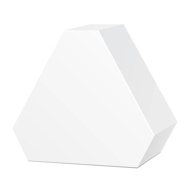 White Die Kesim Karton Kutu Altıgen Üçgen Yiyecek, Hediye veya diğer ürünler için Kutu Paketi Taşır. Beyaz Arka plan izole edildi. Tasarımına hazırım. Ürün Paketleme Vektörü EPS10