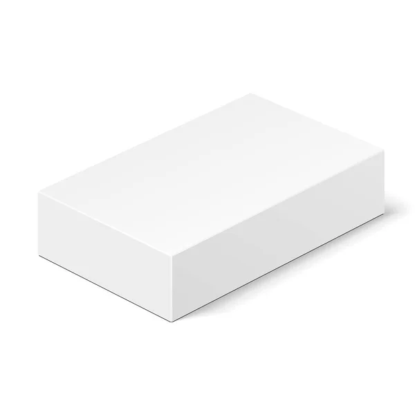 Scatola di cartone prodotto bianco. Illustrazione isolata su sfondo bianco. Falsificare il modello pronto per il vostro disegno. Vettore EPS10 — Vettoriale Stock