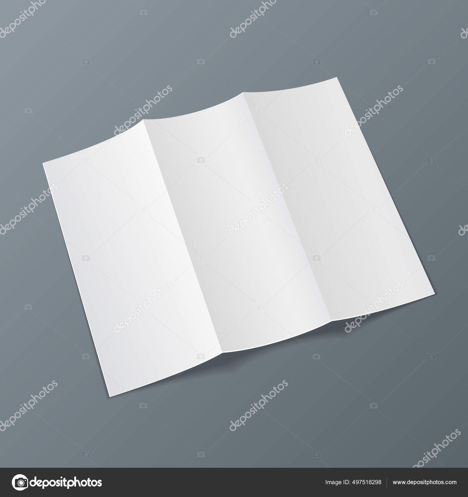 Blank Four Folded Fold Paper Leaflet, Flyer, Broadsheet, Flier, Follicle, Leaf A4 With Shadows