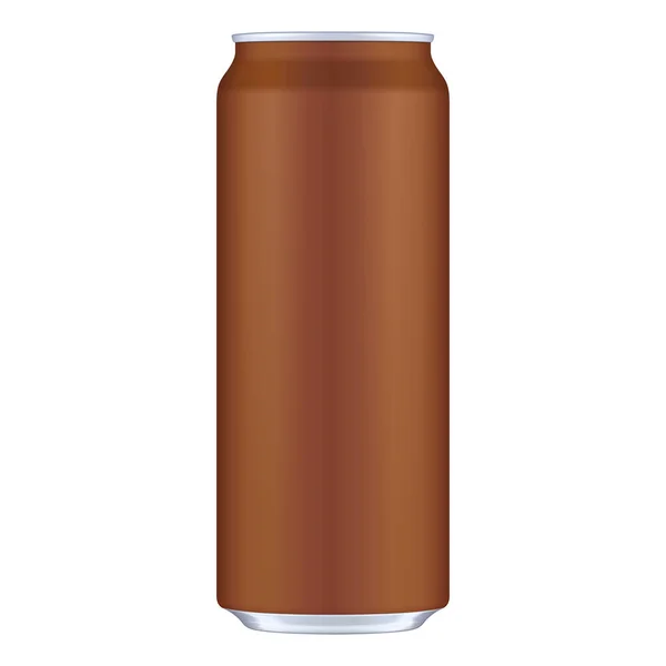 Mockup Brown Cokelat Metal Aluminium Minuman dapat 500ml. Templat Siap Untuk Desain Anda. Ilustrasi terisolasi di Latar Belakang Putih. Pengepakan Produk. EPS10 Vektor - Stok Vektor