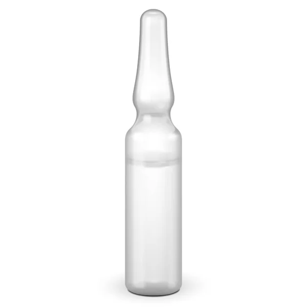 Ampoule médicale en verre gris blanc, isolée sur fond blanc. Modèle maquillé prêt pour votre conception. Vecteur EPS10 — Image vectorielle